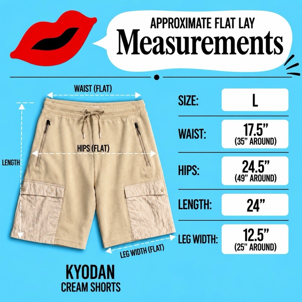 Kyodan Cargo Shorts L Beige Mixed Media Zip Pockets Drawstring Gorpcore Utility - Picture 3 of 9